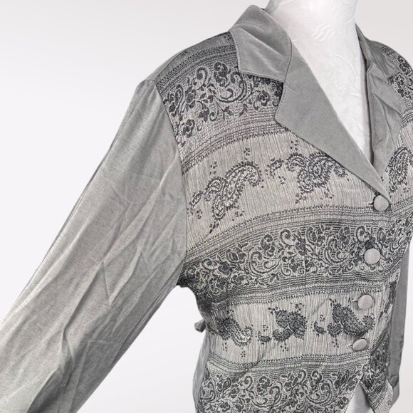 Vintage Long Sleeve Shirt Attached Vest Gray Size Medium - Picture 5 of 9